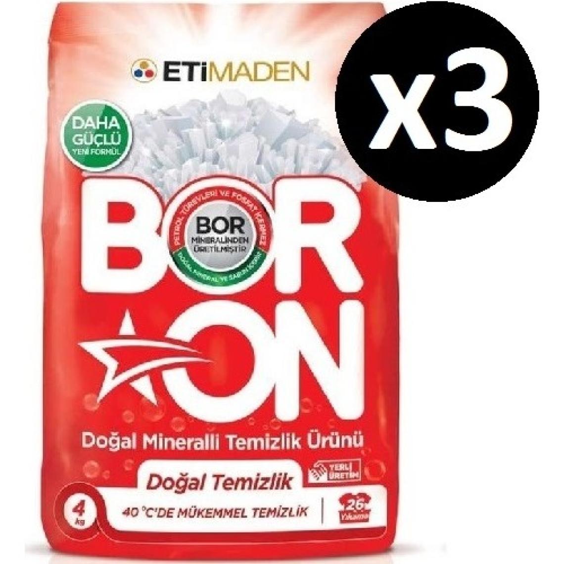Boron Doğal Mineralli Temizlik Ürünü Doğal Temizlik Beyazlar 4 kg x 3 Adet (78 Yıkama)