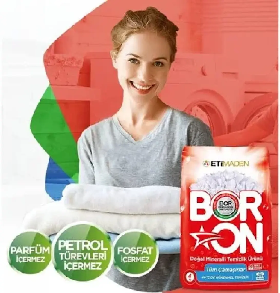 Boron Doğal Mineralli Temizlik Ürünü Doğal Temizlik Beyazlar 4 kg x 5 Adet (130 Yıkama)