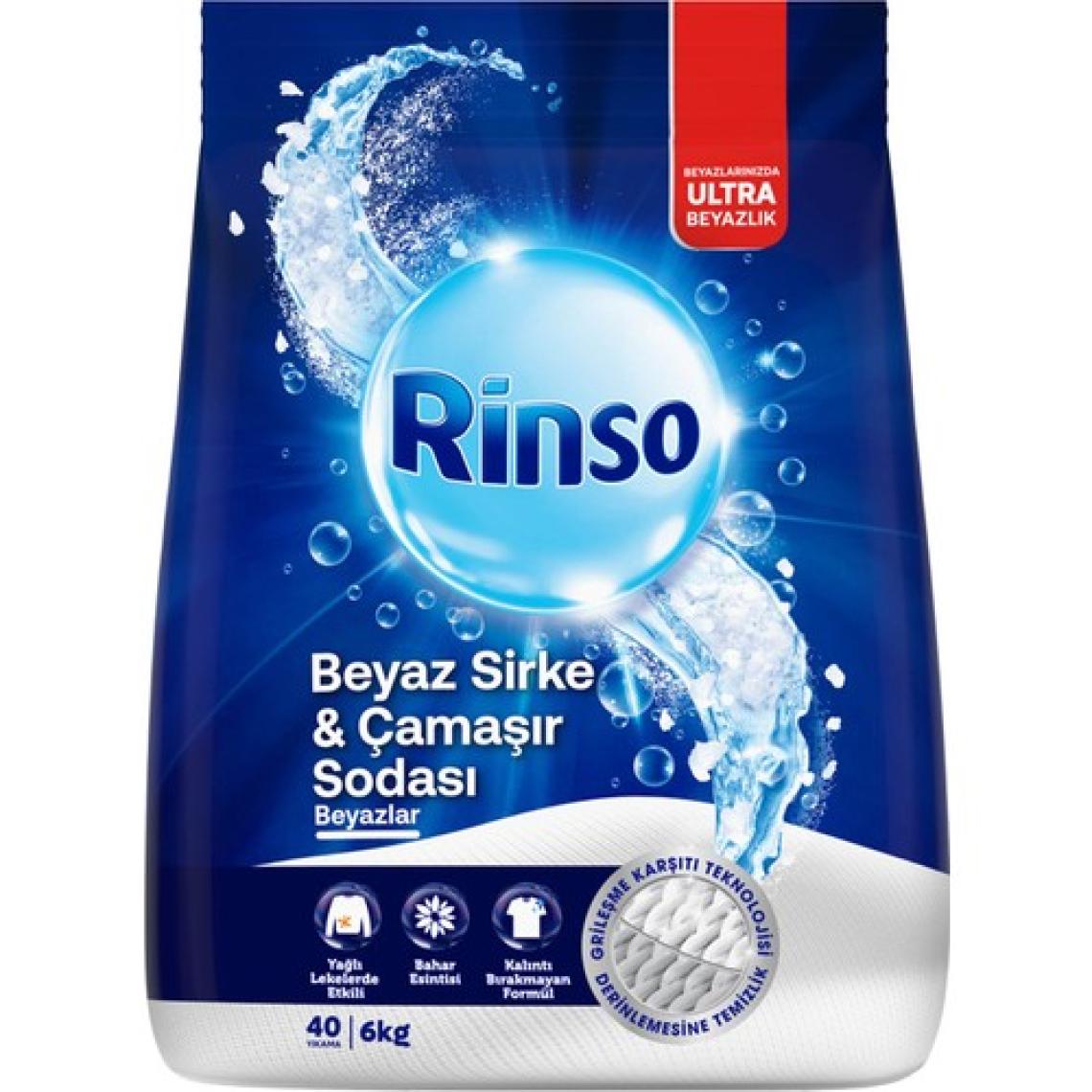 Rinso Beyaz Sirke ve Çamaşır Sodası Beyazlar Için Toz Deterjan 6 kg