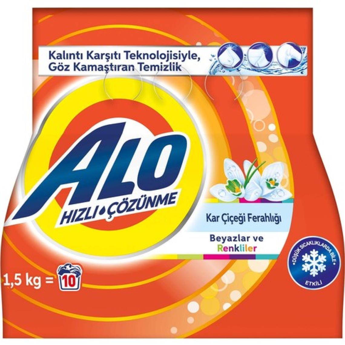 Alo 1;5 Kg Kar Çiçeği Ferahlğı Beyazlar ve Renkliler Hızlı Çözülme  Toz Deterjan