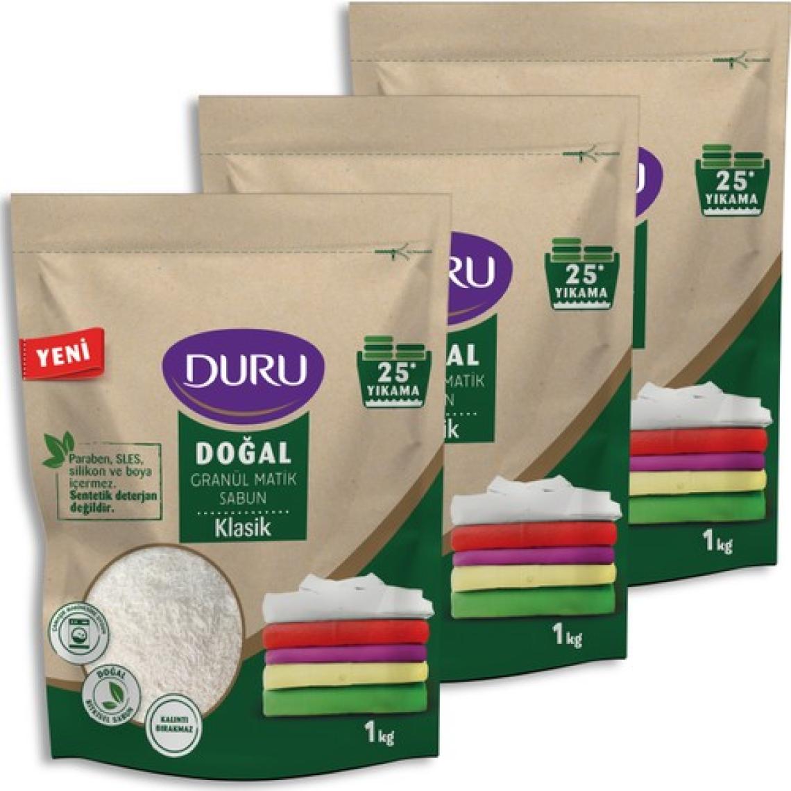 Duru Doğal Granül Matik Sabun Klasik 1 kg x 3 Adet 75 Yıkama