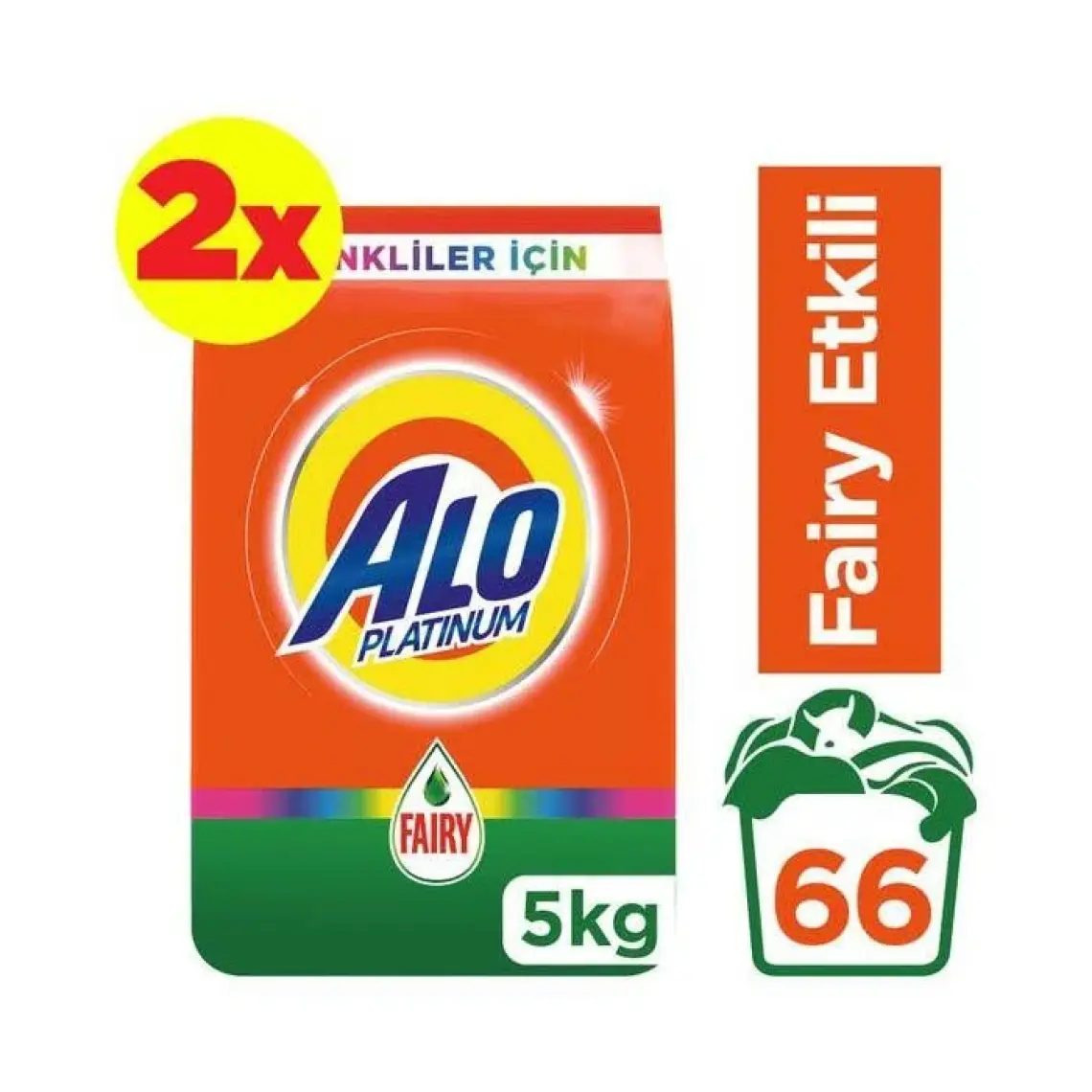 Alo Platinum Toz Çamaşır Deterjanı Fairy Etkili Renkliler İçin 5kg + 5kg