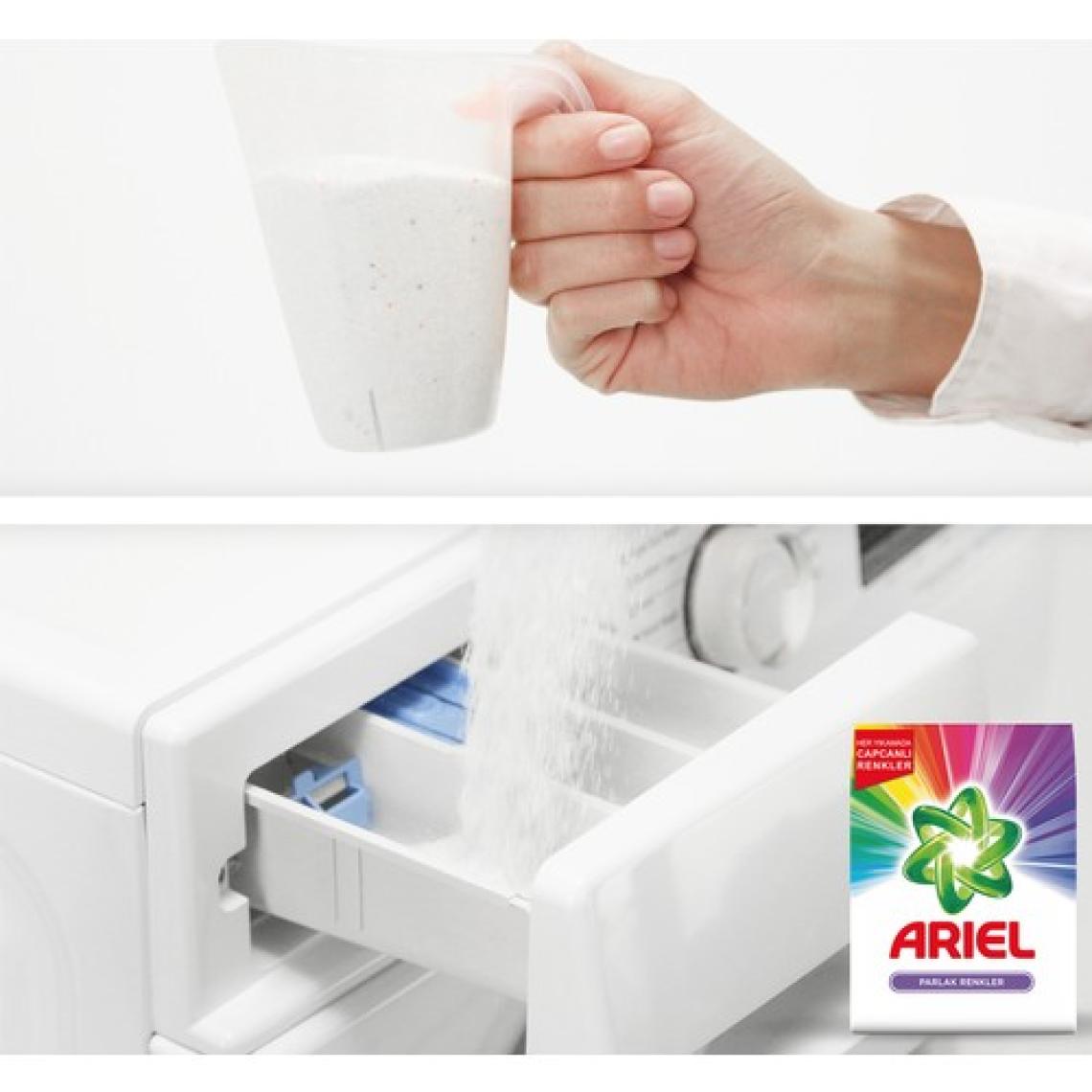Ariel Parlak Renkler 9 kg + Dağ Esintisi Beyazlar İçin 7 kg  Toz Çamaşır Deterjanı