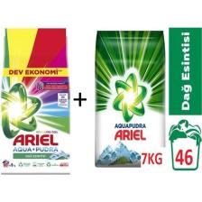 Ariel Parlak Renkler 9 kg + Dağ Esintisi Beyazlar İçin 7 kg  Toz Çamaşır Deterjanı