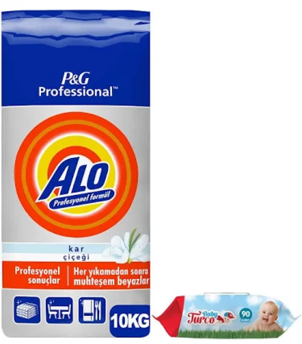 Alo Matik Toz Çamaşır Deterjanı 10 kg Beyazlar ve Renkliler (66 Yıkama) + Islak Mendil Hediyeli
