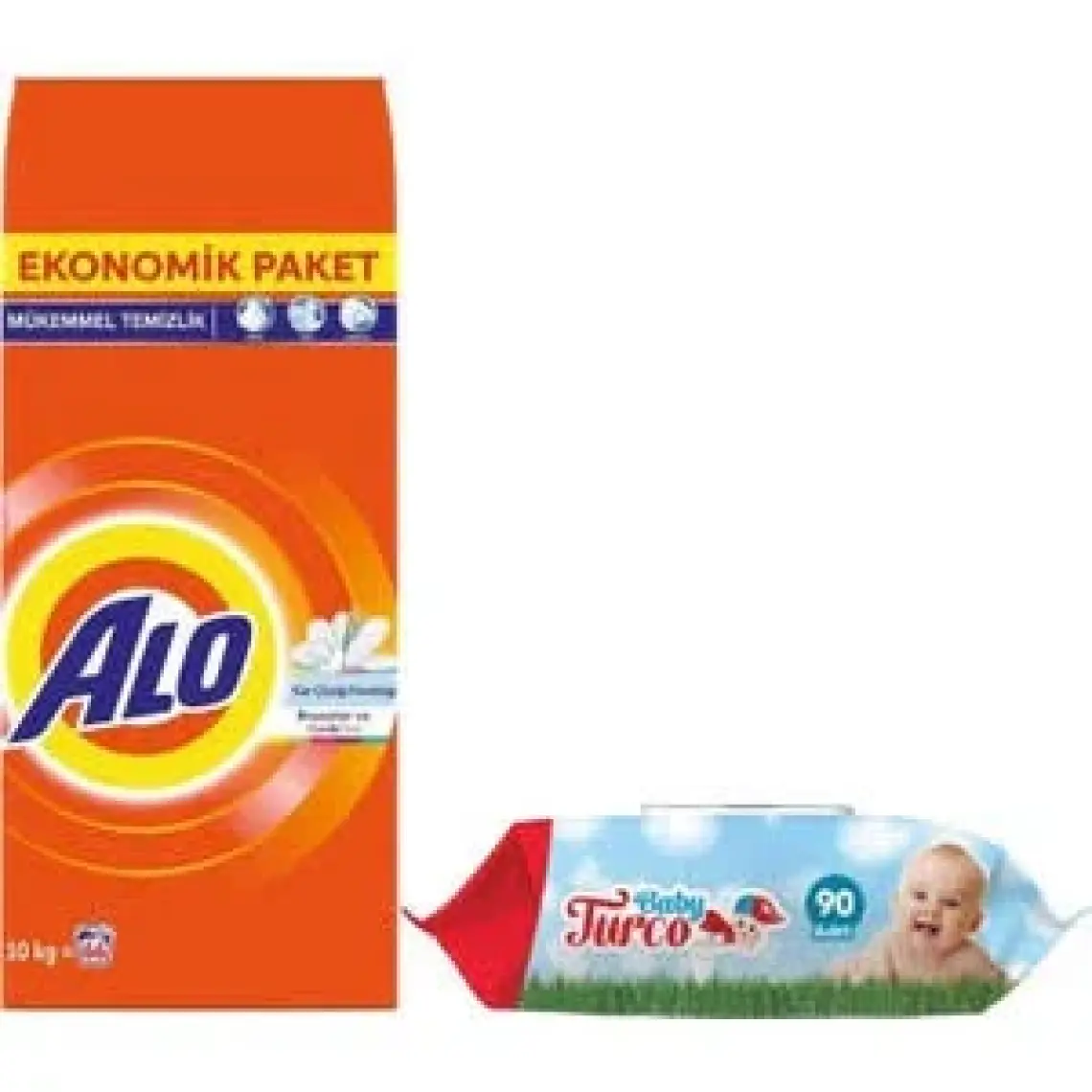 Alo Matik Toz Çamaşır Deterjanı 10 kg Beyazlar ve Renkliler (66 Yıkama) + Islak Mendil Hediyeli