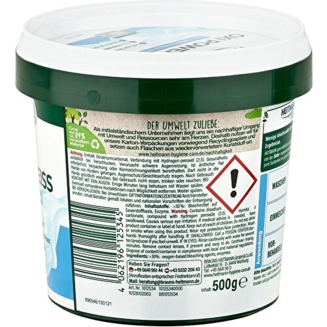Heitmann Oxi Güçlü Beyazlar için 500 gr Toz Çamaşır Deterjanı