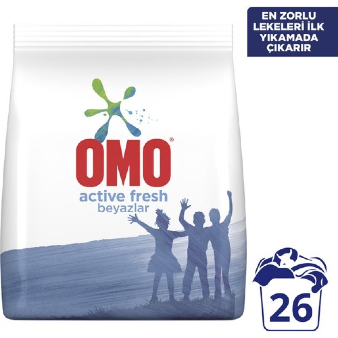 Omo Active Fresh Toz Çamaşır Deterjanı Beyazlar İçin En Zorlu Lekeleri İlk Yıkamada Çıkarır 4 KG 26 Yıkama 1 Adet