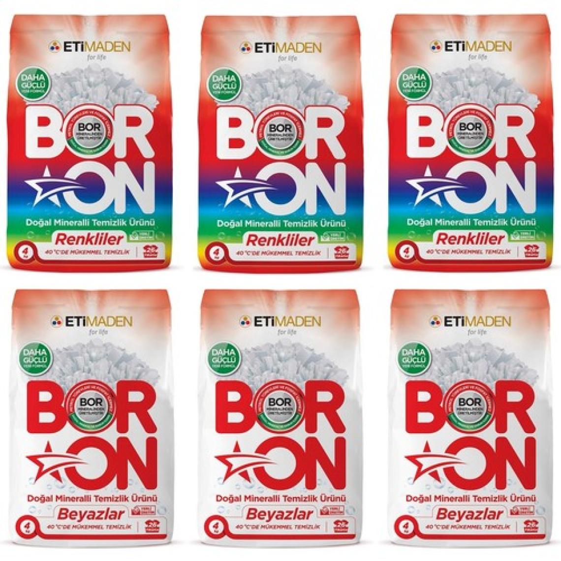 Boron Renkli Beyaz Toz Çamaşır Deterjanı Matik 6 x 4 kg 156 Yıkama