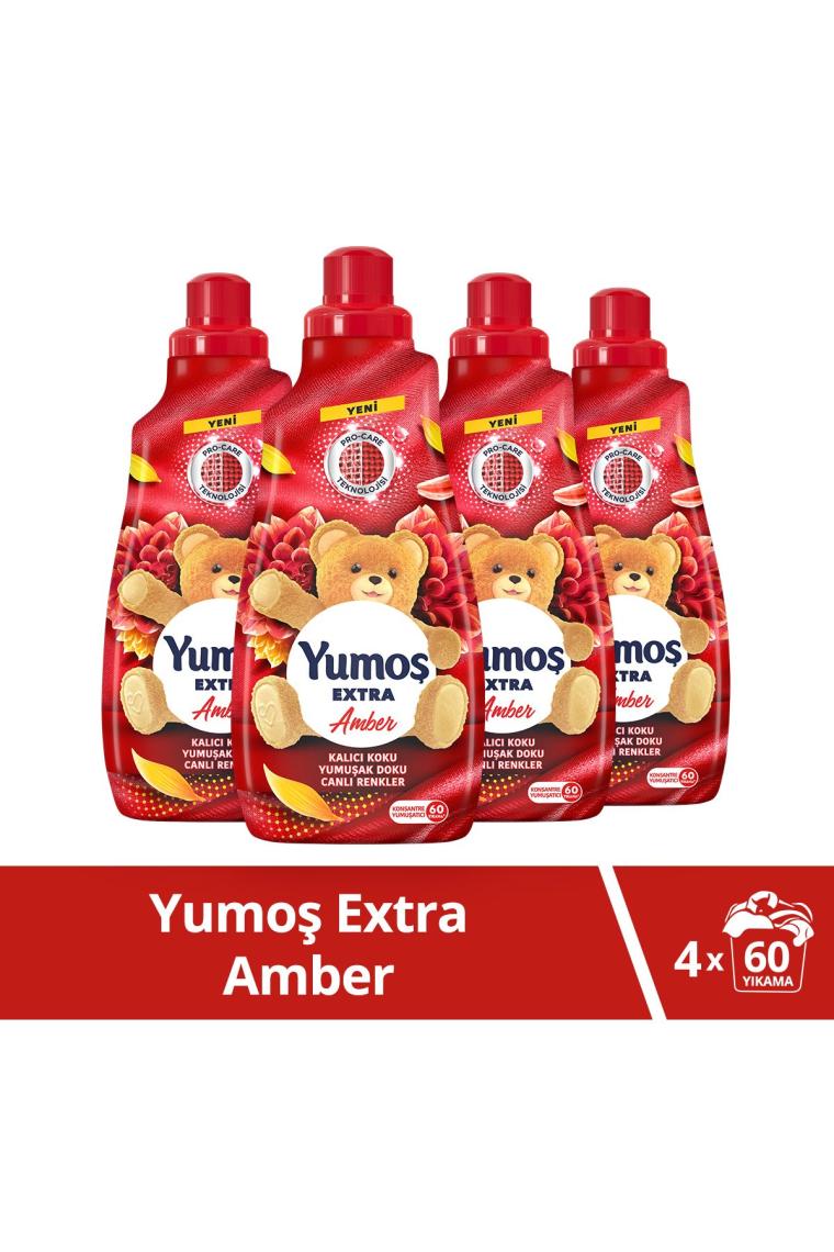 Extra Konsantre Çamaşır Yumuşatıcısı Amber 1440 ml 60 Yıkama 4adet