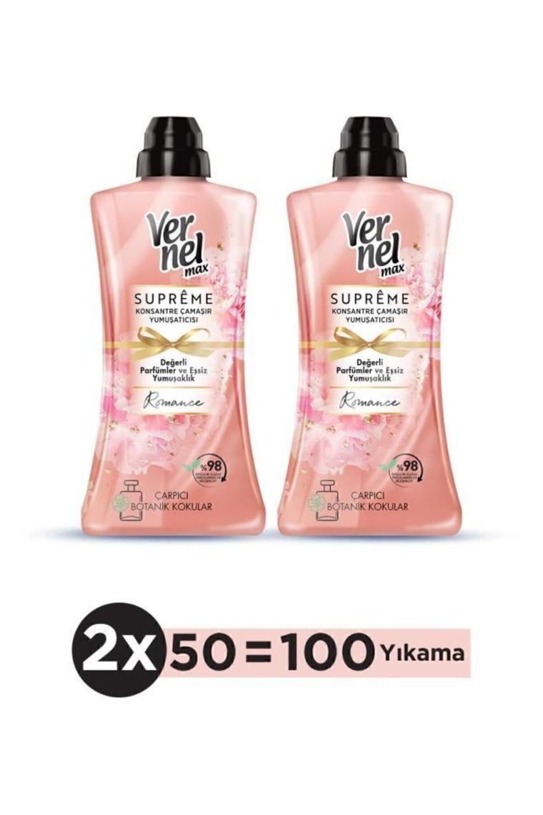Max Konsantre Çamaşır Yumuşatıcısı 2 X 1200ml (100 YIKAMA) Supreme Romance