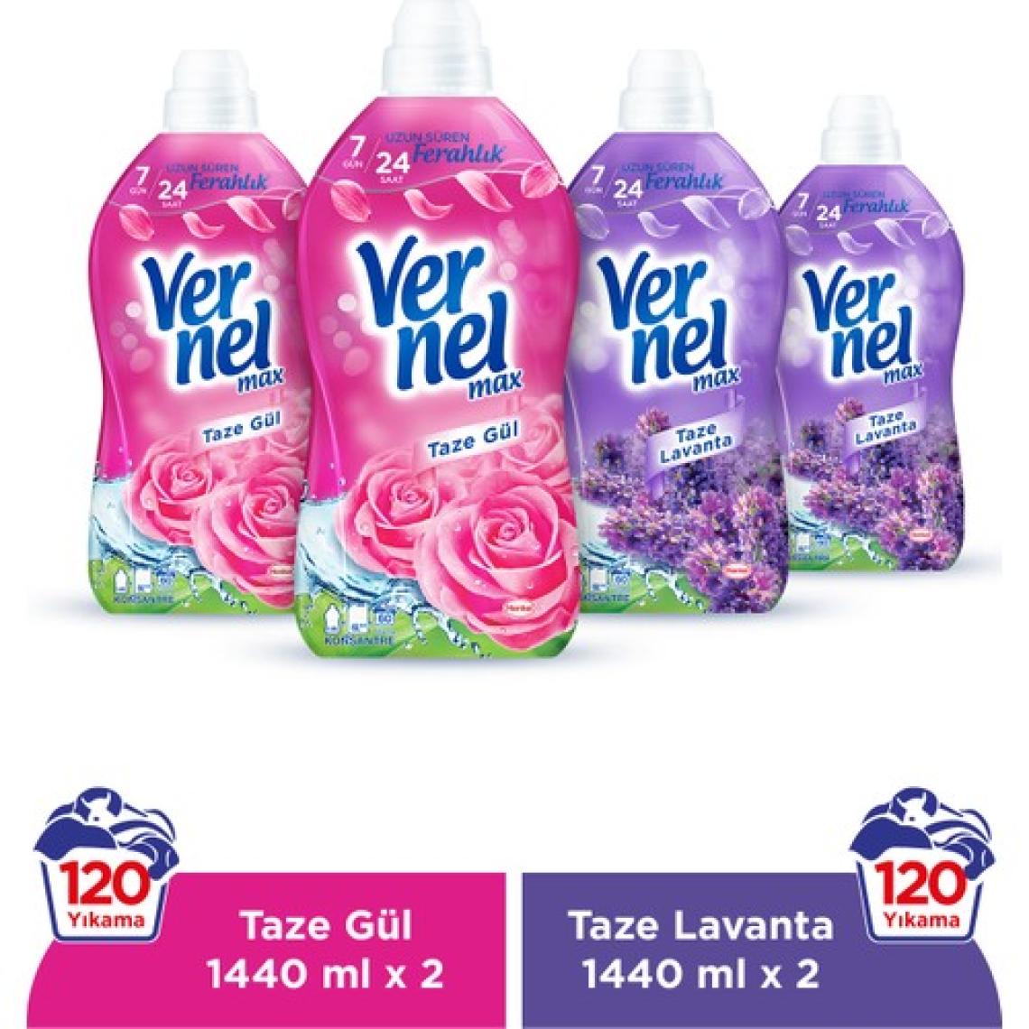 Vernel Max Taze Gül 2x1.44L & Vernel Max Taze Lavanta 2x1.44L