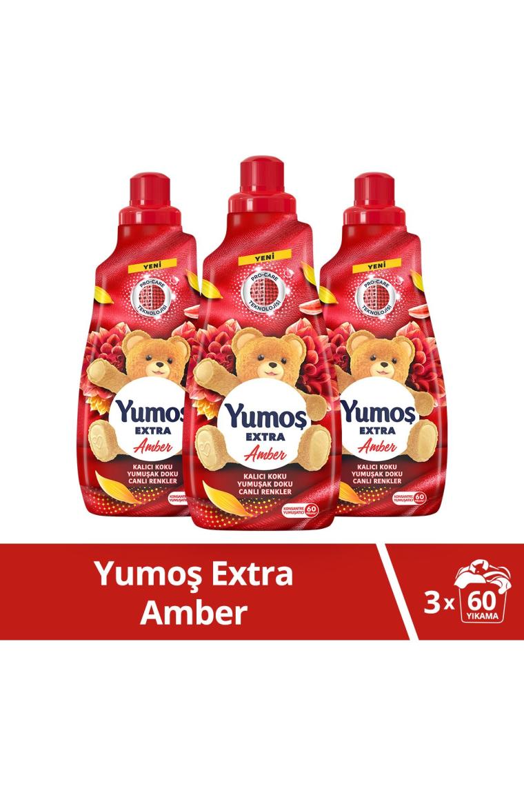 Extra Konsantre Çamaşır Yumuşatıcısı Amber 1440 ml 60 Yıkama 3 Adet