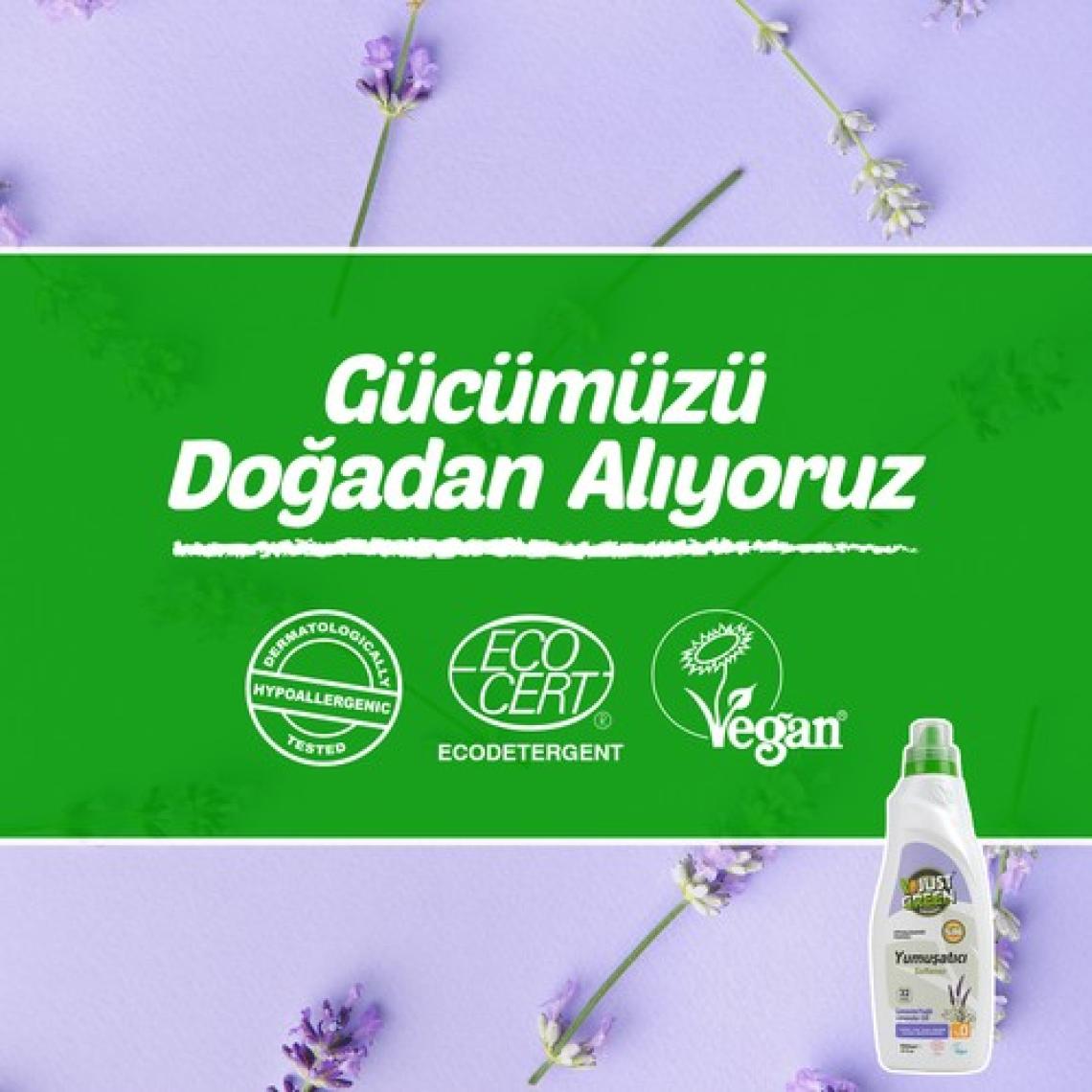 Just Green Organic Bitkisel Çamaşır Yumuşatıcı Lavanta Yağlı - %100 Doğal Ve Ferahlatıcı Yumuşaklık (1000 ML) 32 Yıkama