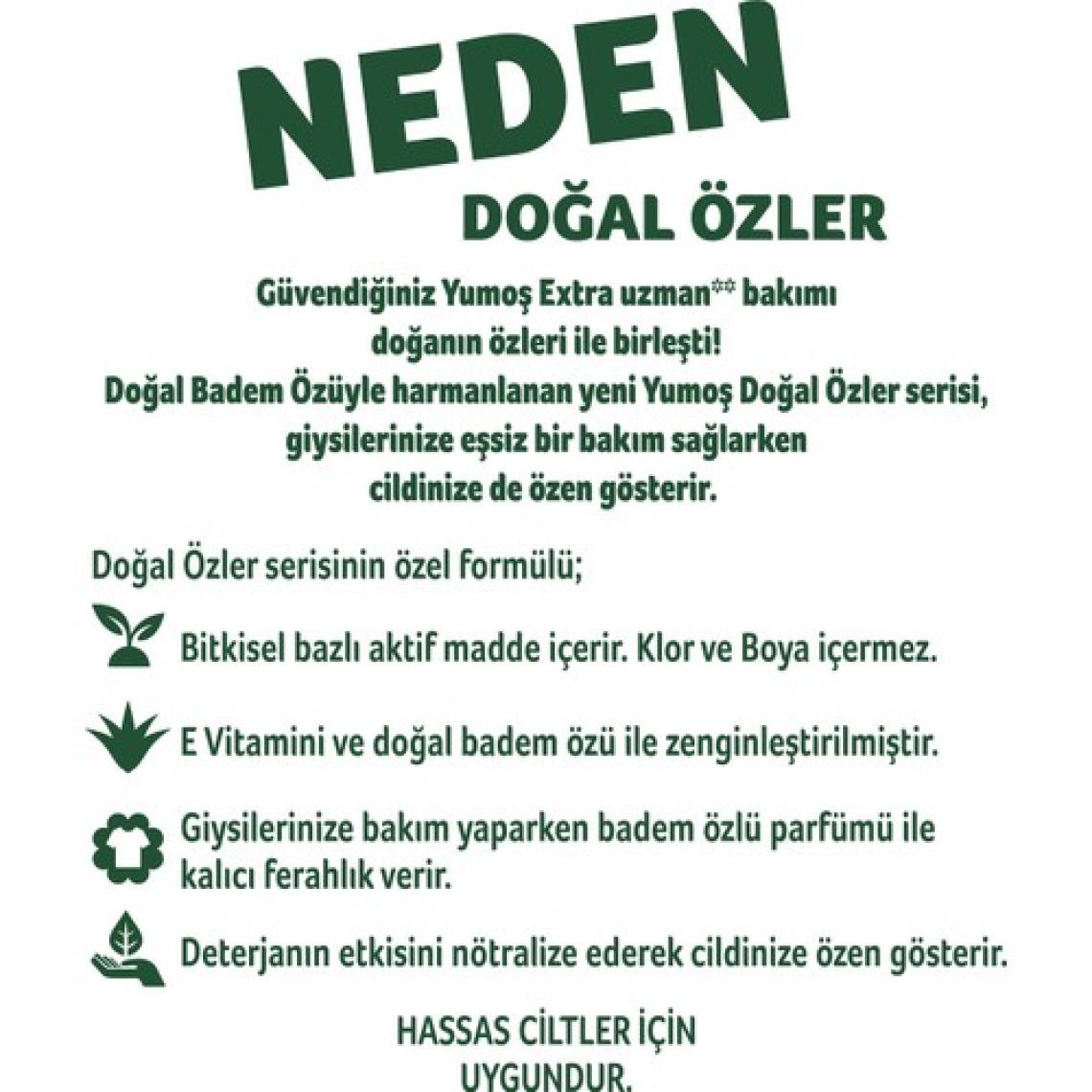 Yumoş Konsantre Çamaşır Yumuşatıcısı Doğal Özler Badem 1200 ML 50 Yıkama