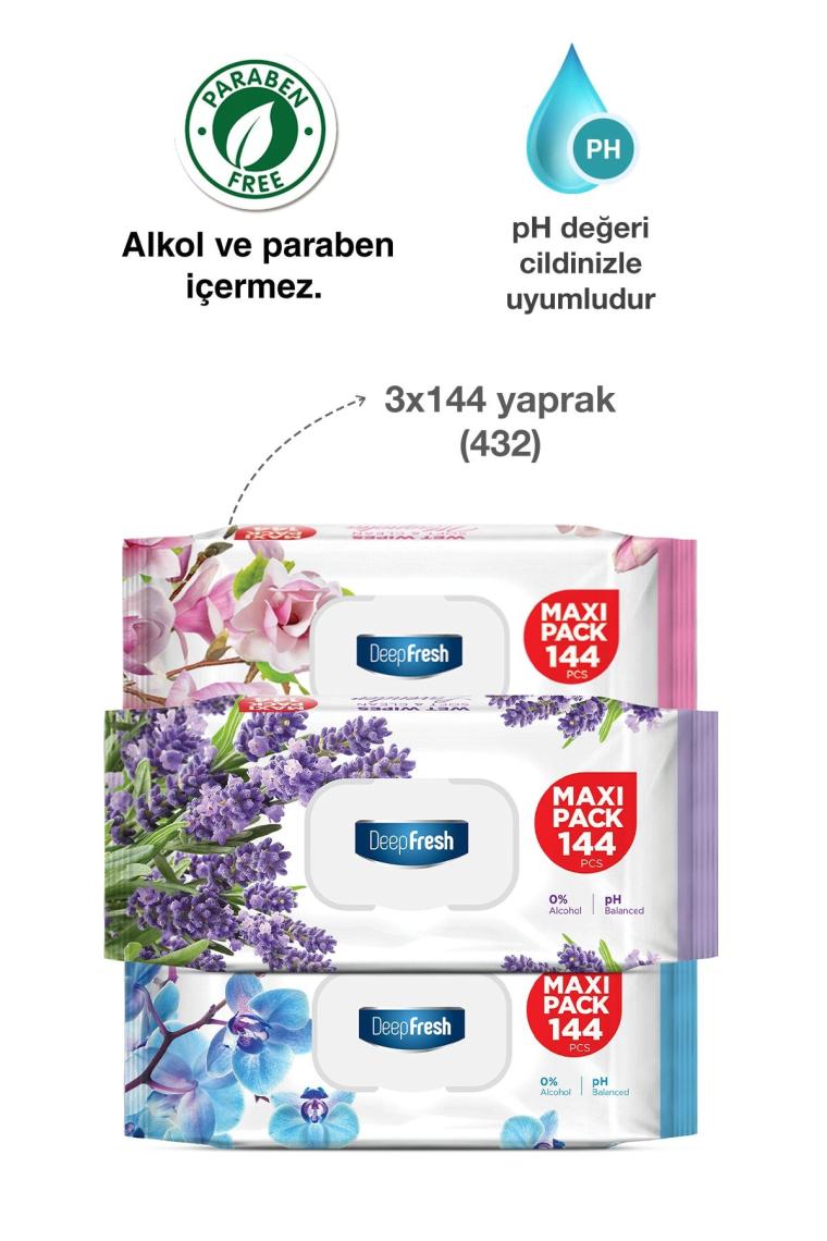 Maxi Pack Islak Mendil Karma Paket 3 X 144 Yaprak