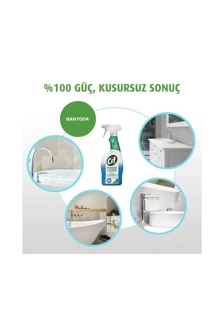 Cif Power & Shine Banyo Sprey Temizleyici 750 ml 2’li Set