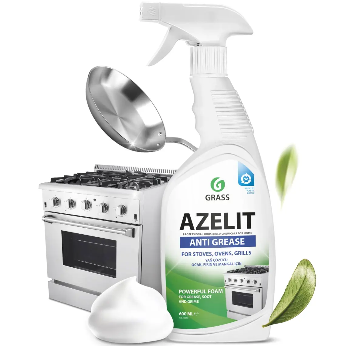 Grass Azelit Yağ & Kireç Sökücü Sprey 600ml - Fırın, Ocak, Banyo, Mutfak Temizliği İçin Hızlı Etkili Çözüm