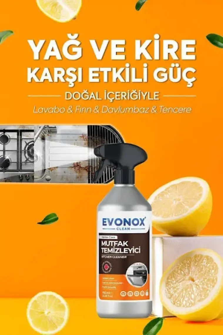 Clean Ultra Güçlü Mutfak Yüzey Temizleyici ve Yağ Sökücü Limon Kokulu Sprey 750 ml