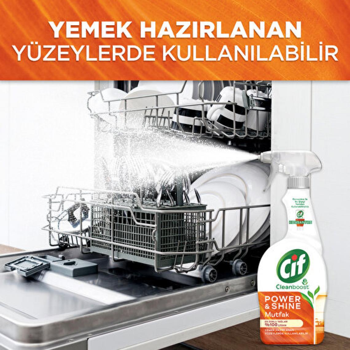 Cif Power Shine Cleanboost Sprey Temizleyici Mutfak İçin Temizleyici ve Yağ Çözücü 750 ML