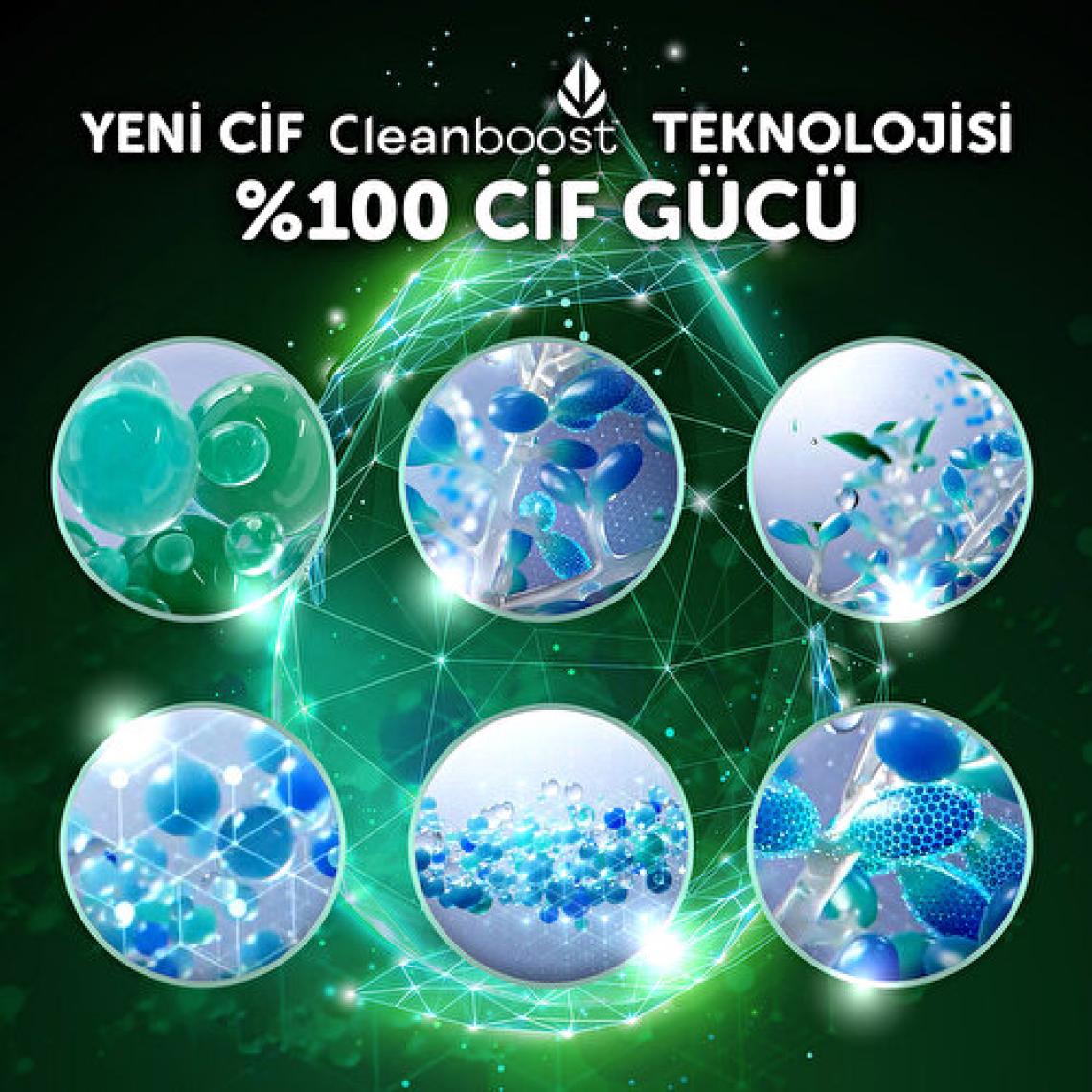 Cif Doğanın Gücü Çok Amaçlı Yüzey Temizleyici Sprey Yağ ve Kir Leke Çıkarıcı Cleanboost Teknolojisi Limon & Karbonat 750 ML