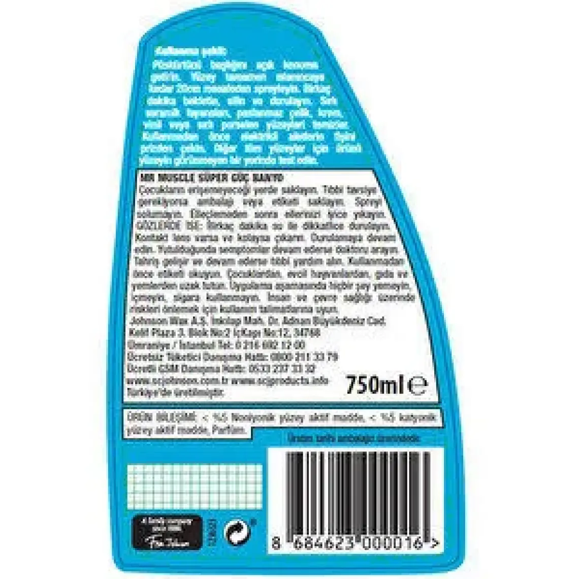 Mr. Muscle Süper Güç Kir ve Kireç Sökücü Banyo Sprey 750ml