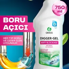 Grass Dıgger-Gel Lavabo Açıcı - Kanalizasyon Boruları Için Alkali Temizleyici Jel (750 Ml)
