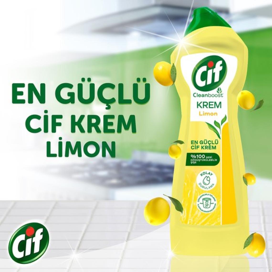 Cif Cleanboost Krem Limon Yüzey Temizleyici 750 ml