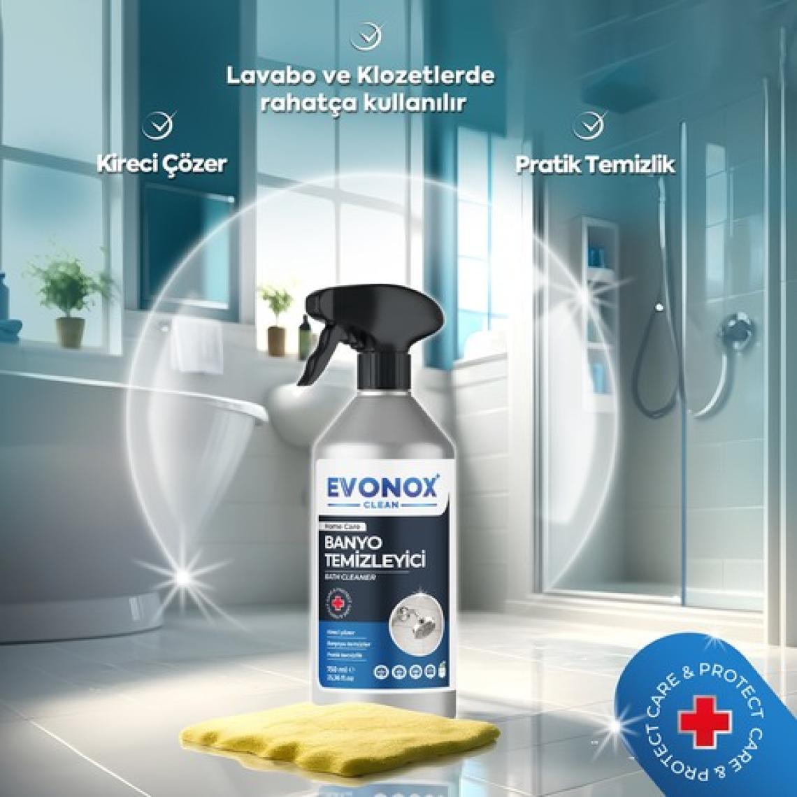 Evonox Clean Ultra Güçlü Banyo Temizleyici ve Kireç Çözücü Okyanus Kokulu Sprey 750 ml