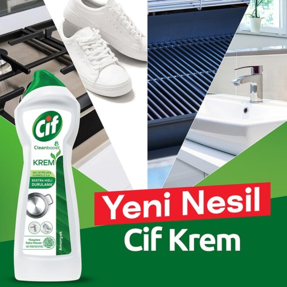 Cif Krem Yüzey Temizleyici Amonyaklı Yağ ve Kireç Sökücü Leke Çıkarıcı 750 ML