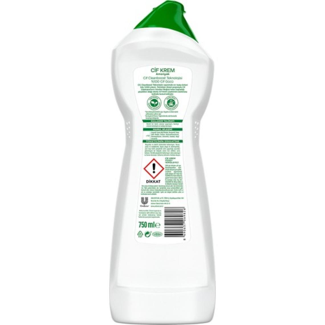Cif Krem Yüzey Temizleyici Amonyaklı Yağ ve Kireç Sökücü Leke Çıkarıcı 750 ML