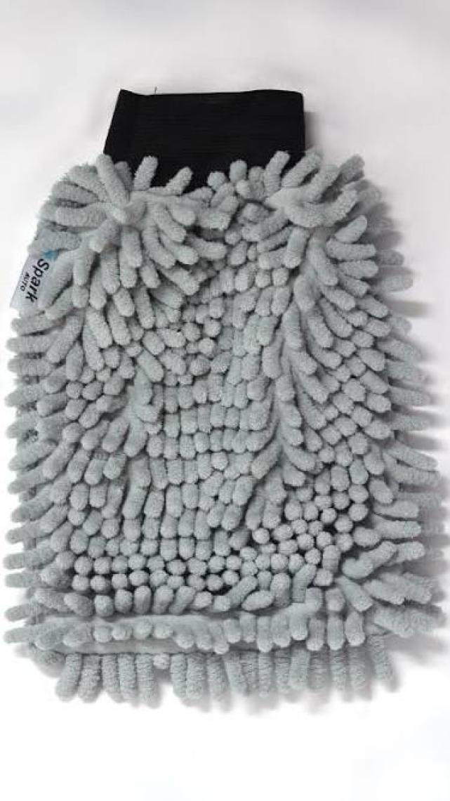 Spark (2 Adet) 7050 Mikrofiber Şönil Oto Temizlik ve Kurulama Eldiveni 16X24 Cm. Gri