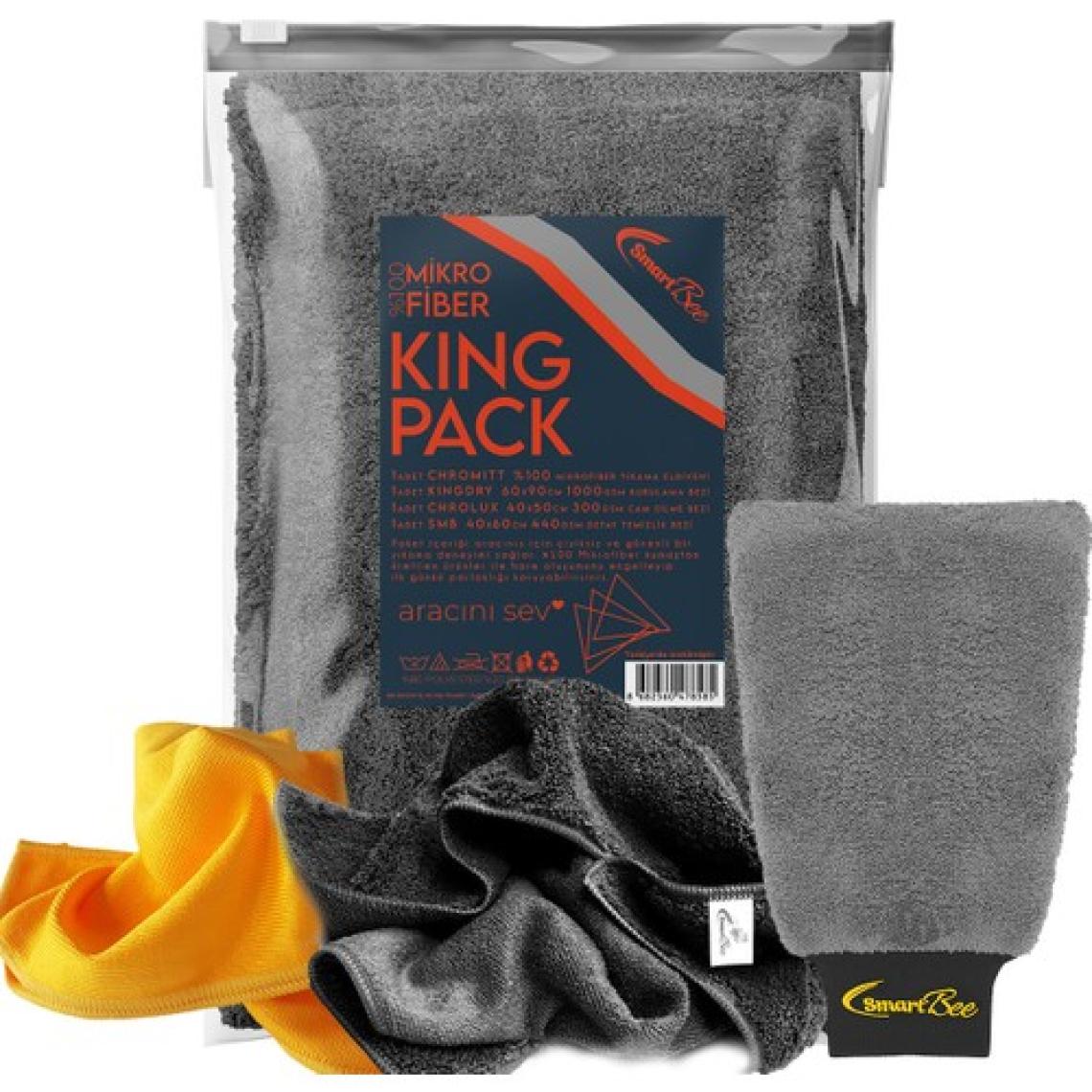 Smartbee Kingpack Mikrofiber Oto Yıkama Paketi Antrasit