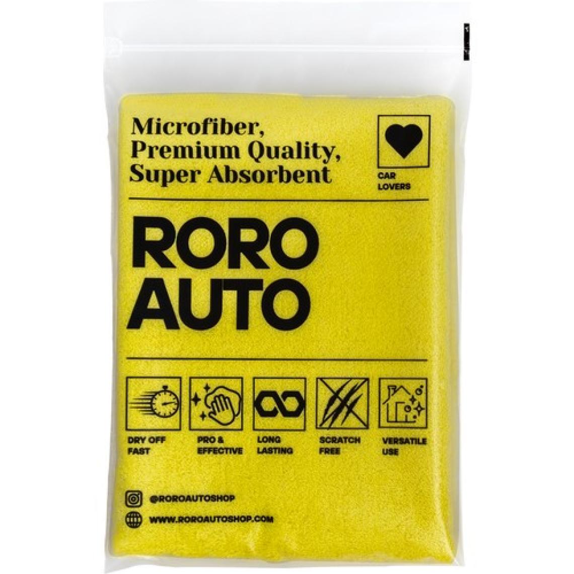 Roro Auto Everest Çift Taraflı Mikrofiber Araç Kurulama Bezi & Oto Yıkama Havlusu 30X60 Sarı