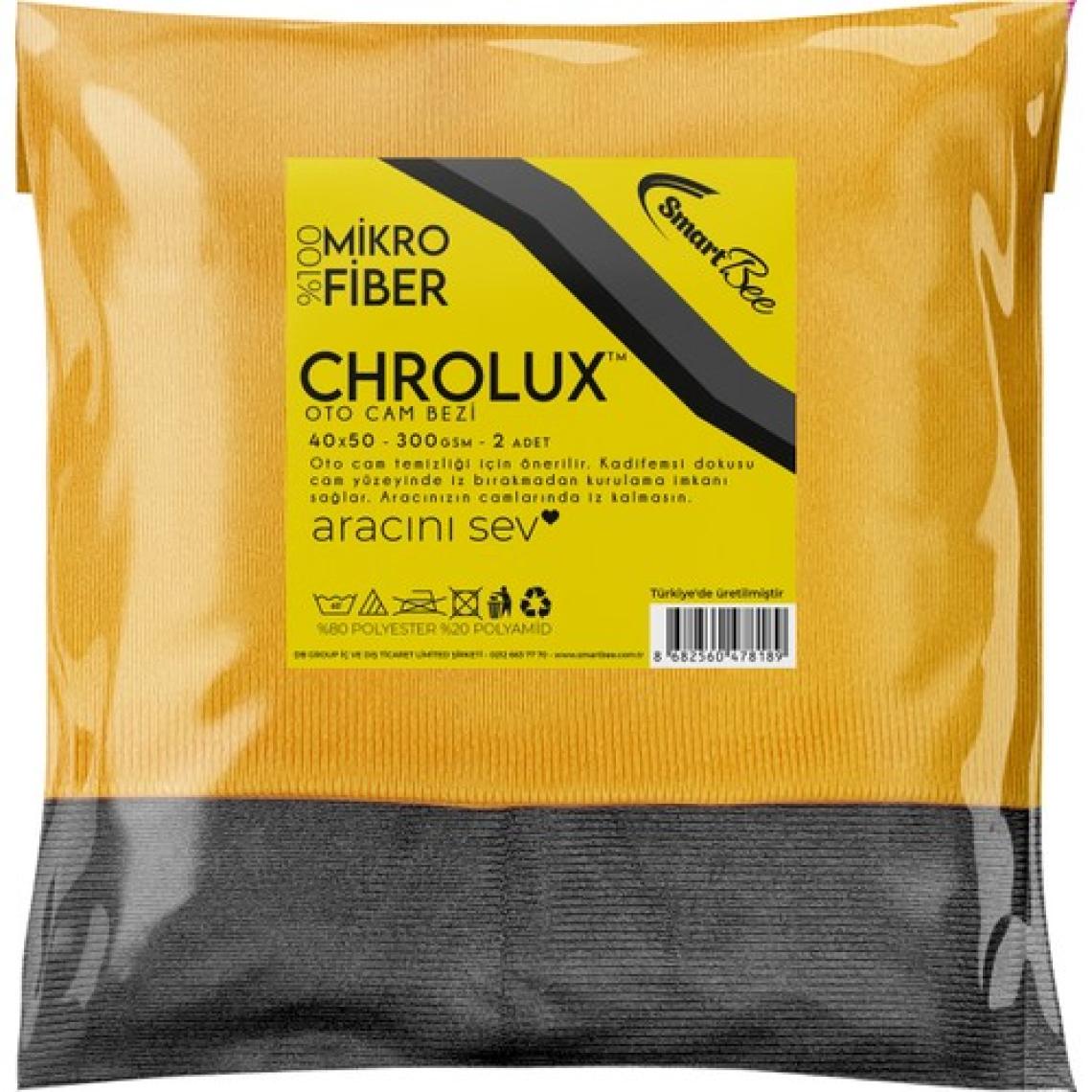 Smartbee Chrolux 2’li Mikrofiber Kalın Oto Cam Bezi 40×50 300GSM – Turuncu/gri