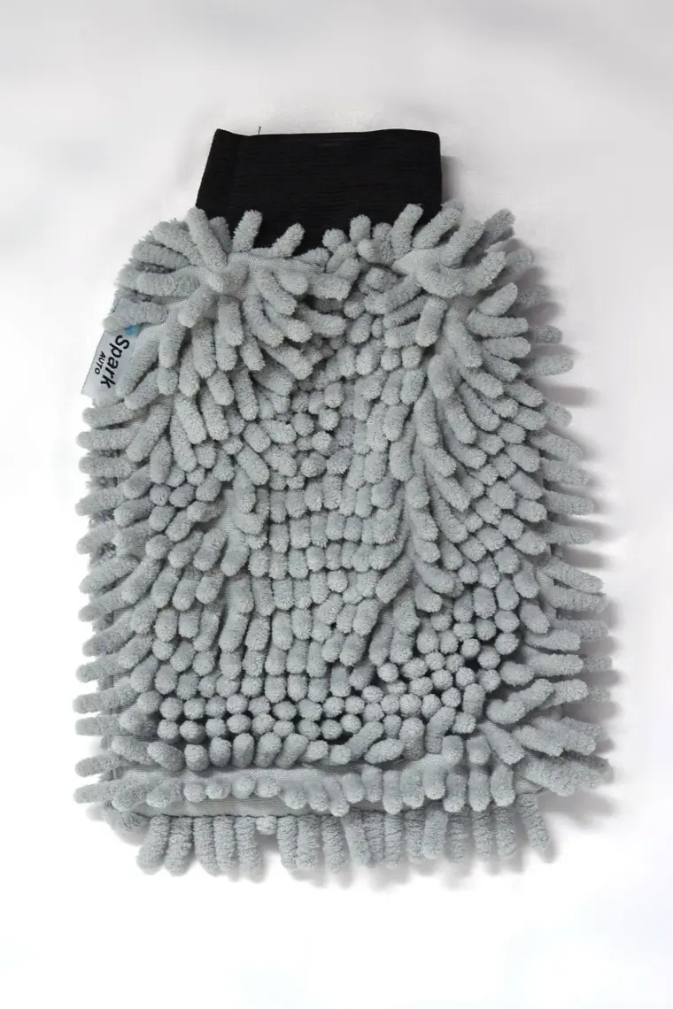 Spark (1 Adet) 7050 Mikrofiber Şönil Oto Temizlik ve Kurulama Eldiveni 16X24 Cm. Gri