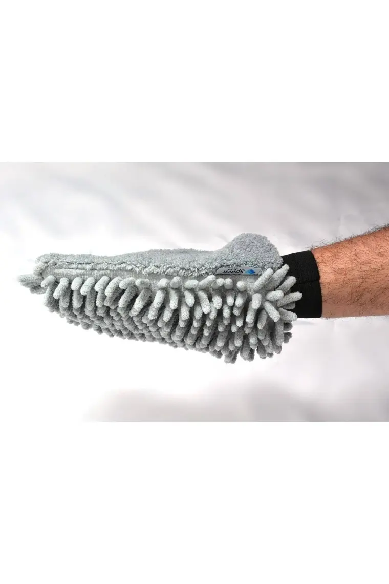 Spark (1 Adet) 7050 Mikrofiber Şönil Oto Temizlik ve Kurulama Eldiveni 16X24 Cm. Gri