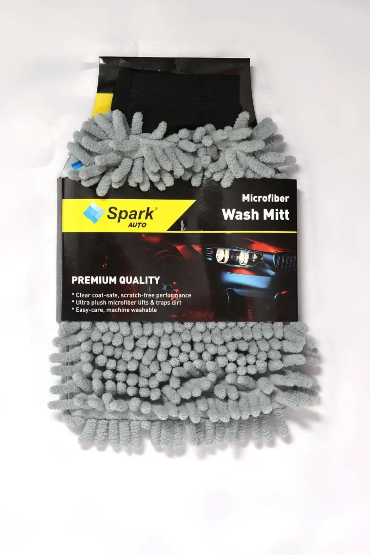 Spark (1 Adet) 7050 Mikrofiber Şönil Oto Temizlik ve Kurulama Eldiveni 16X24 Cm. Gri