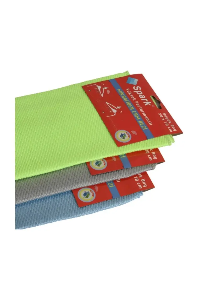 Spark Mikrofiber Oto Cam Bezi 12'li 70x50 cm Yeşil Mavi Gri