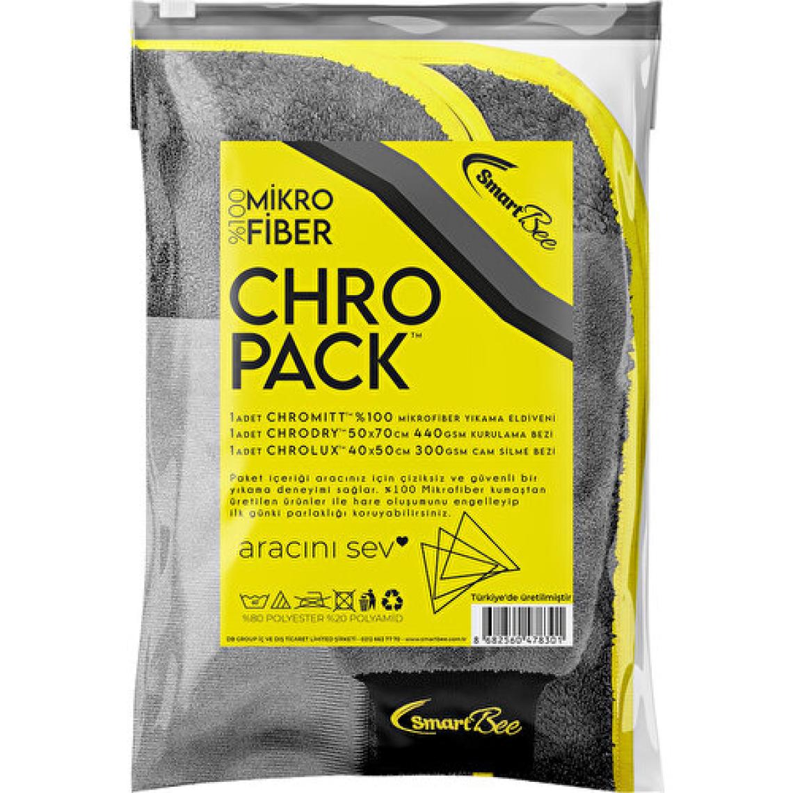 Smartbee Chropack Mikrofiber Oto Yıkama Paketi – Antasit/sarı