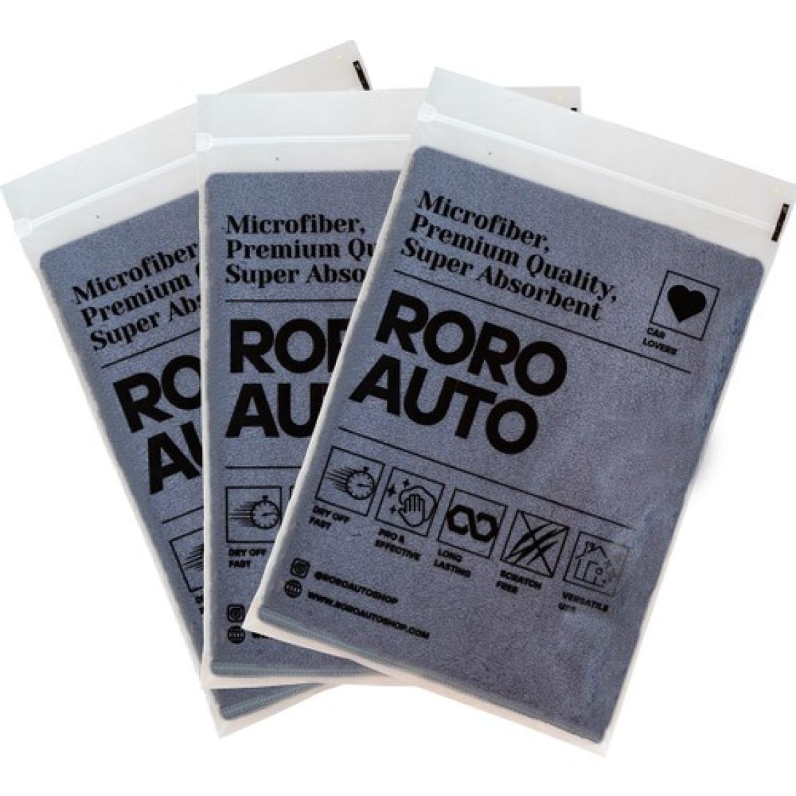 Roro Auto Fuji Mikrofiber Araç Kurulama Bezi 40X40 Gri (3 Adet)