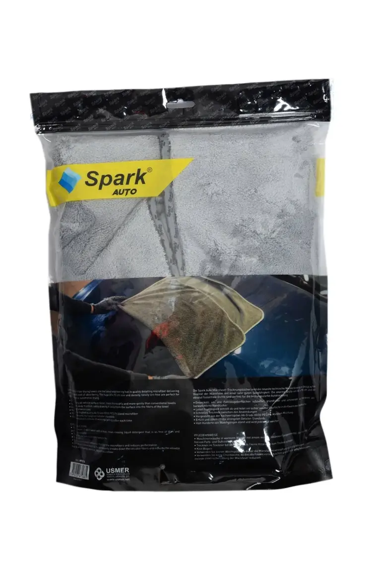 Spark (2 Adet) 2316 Mikrofiber Peluş Oto Kurulama ve Temizlik Bezi Büyük Boy 60X90 Cm. Gri
