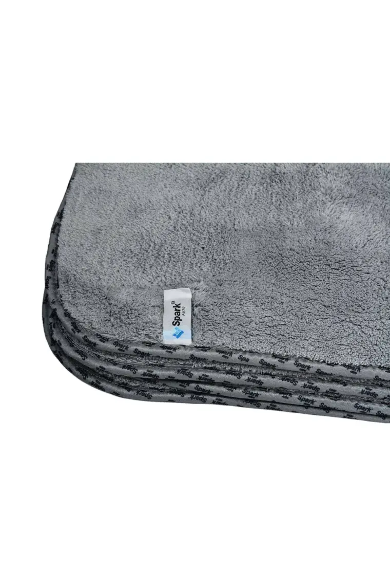 Spark (2 Adet) 2316 Mikrofiber Peluş Oto Kurulama ve Temizlik Bezi Büyük Boy 60X90 Cm. Gri