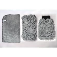 Spark 3'lü Set Mikrofiber Peluş Oto Kurulama Bezi & Yıkama Süngeri & Temizlik Eldiveni
