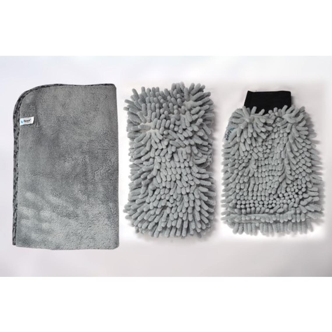 Spark 3'lü Set Mikrofiber Peluş Oto Kurulama Bezi & Yıkama Süngeri & Temizlik Eldiveni