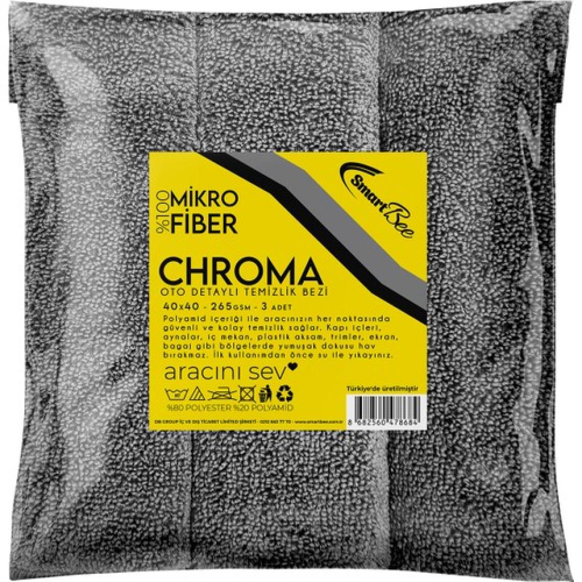 Smartbee Chroma Mikrofiber Oto Temizlik Bezi 3’lü 40×40CM 265GSM