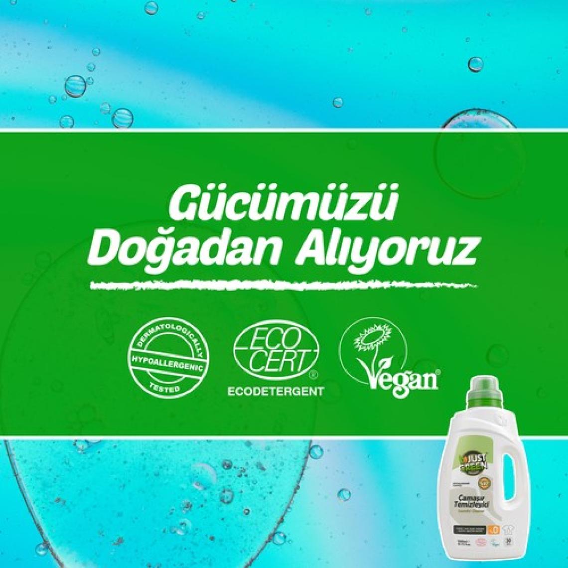 Just Green Organic Bitkisel Çamaşır Deterjanı, %100 Bitkisel, Doğal Ve Güçlü Deterjan, 30 Yıkama, 1500 Ml. Yerli Üretim