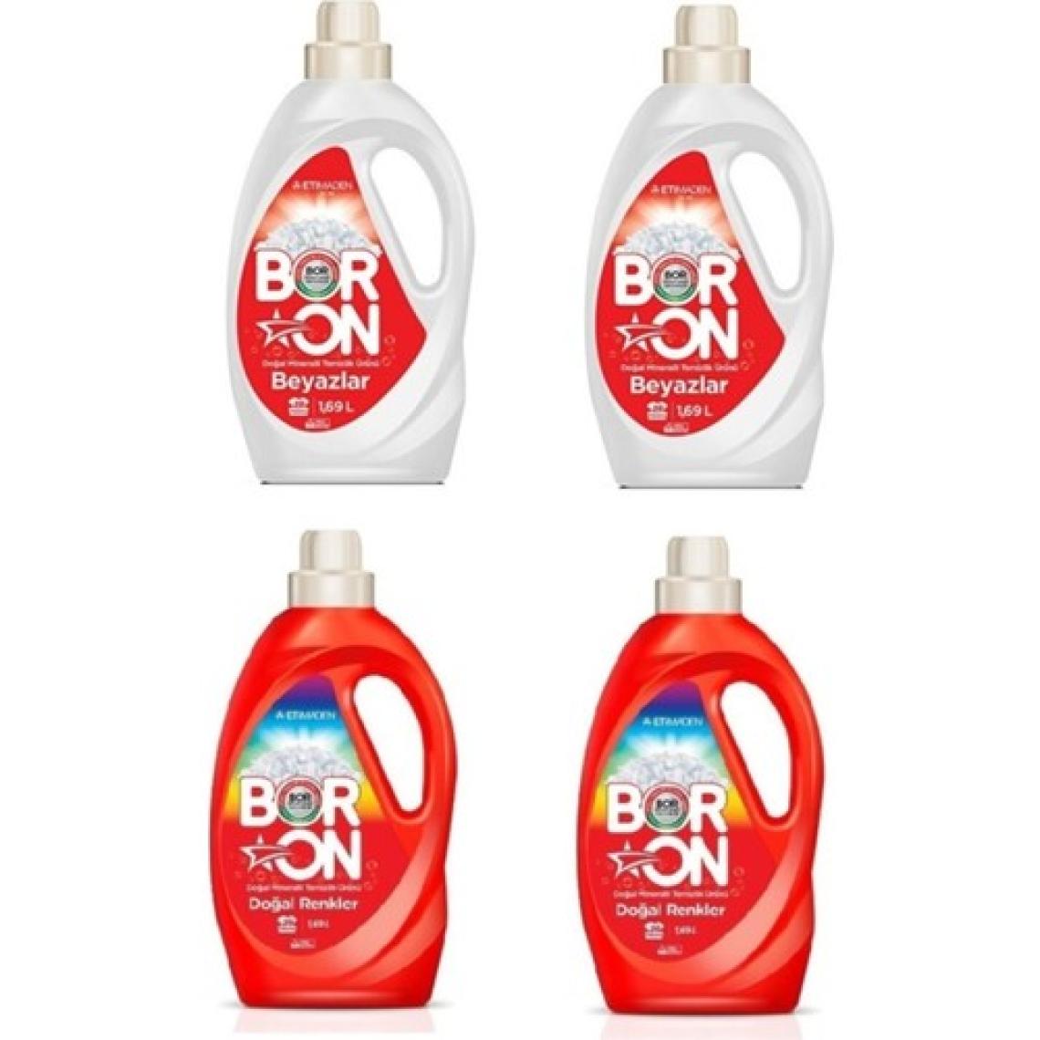 Boron Sıvı Çamaşır Deterjanı Beyazlar İçin 2 x 1,69 lt + Renliler İçin 2 x 1,69