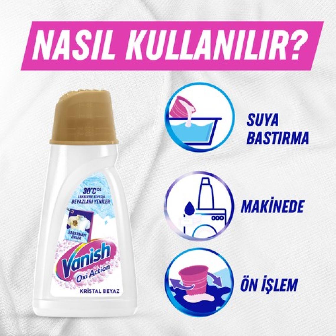 Vanish Oxi Action Multipower Kristal Beyaz Beyazlar İçin Sıvı Deterjan Güçlendirici Leke Çıkarıcı 2000 ml