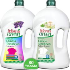 2'li Set Mom's Green  Bitkisel Çamaşır Temizleyici RENKLİLER 40 Yıkama + BEYAZLAR İÇİN 40 Yıkama